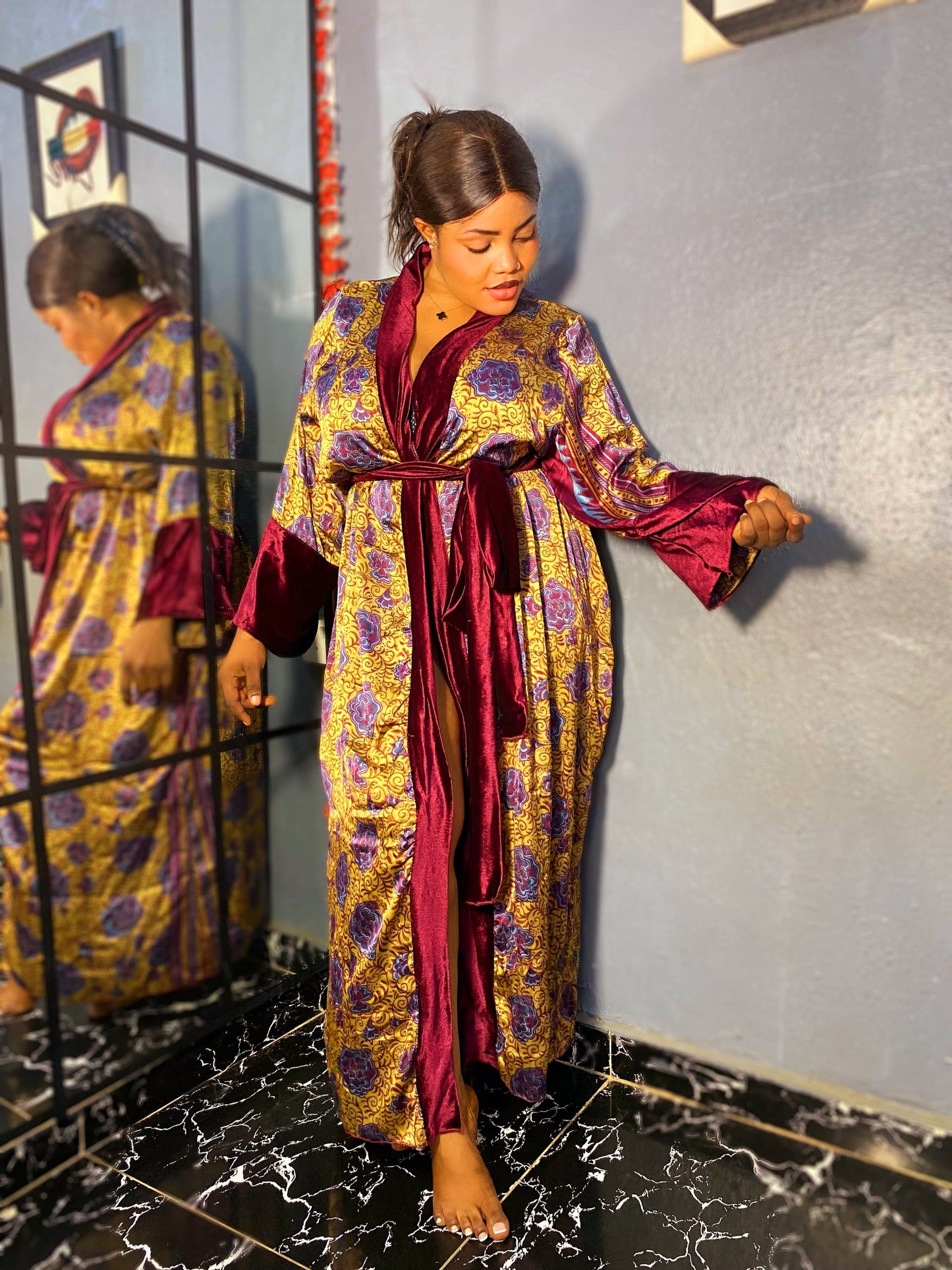 Nkem Silk Velvet Robe
